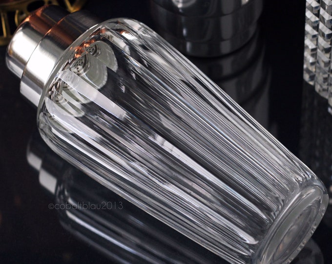 Cocktail Shaker, Crystal Glass, Silver Plated, Vintage, 1960s / Bar