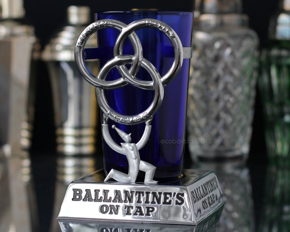 BALLANTINE'S ON TAP Frother Holder 1940s Chrome & Glass 