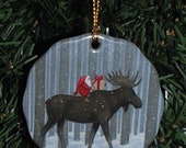 Ceramic Scalloped Edge Ornament - Swedish Gnome Tomte Artwork
