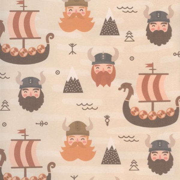 Norse Nordic Scandinavian Viking with Viking ship Gift Wrap Craft Paper 24" x 72"