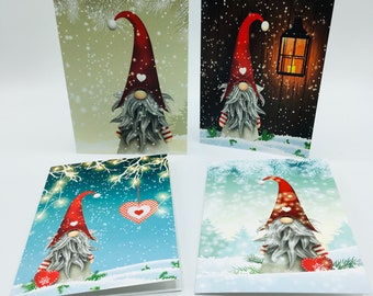 Nordic Scandinavian Gnome Elf Tomte Nisse Assorted Christmas Cards Box of 12