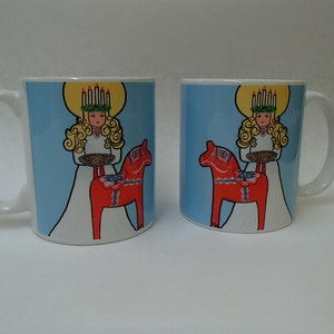 Scandinavian Swedish Lucia & Dala Horse Coffee Tea Mug #324