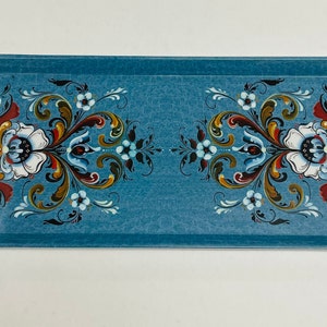 Norwegian Rosemaling art on Melamine Serving Tray for Scandinavian Swedish Almond Cake