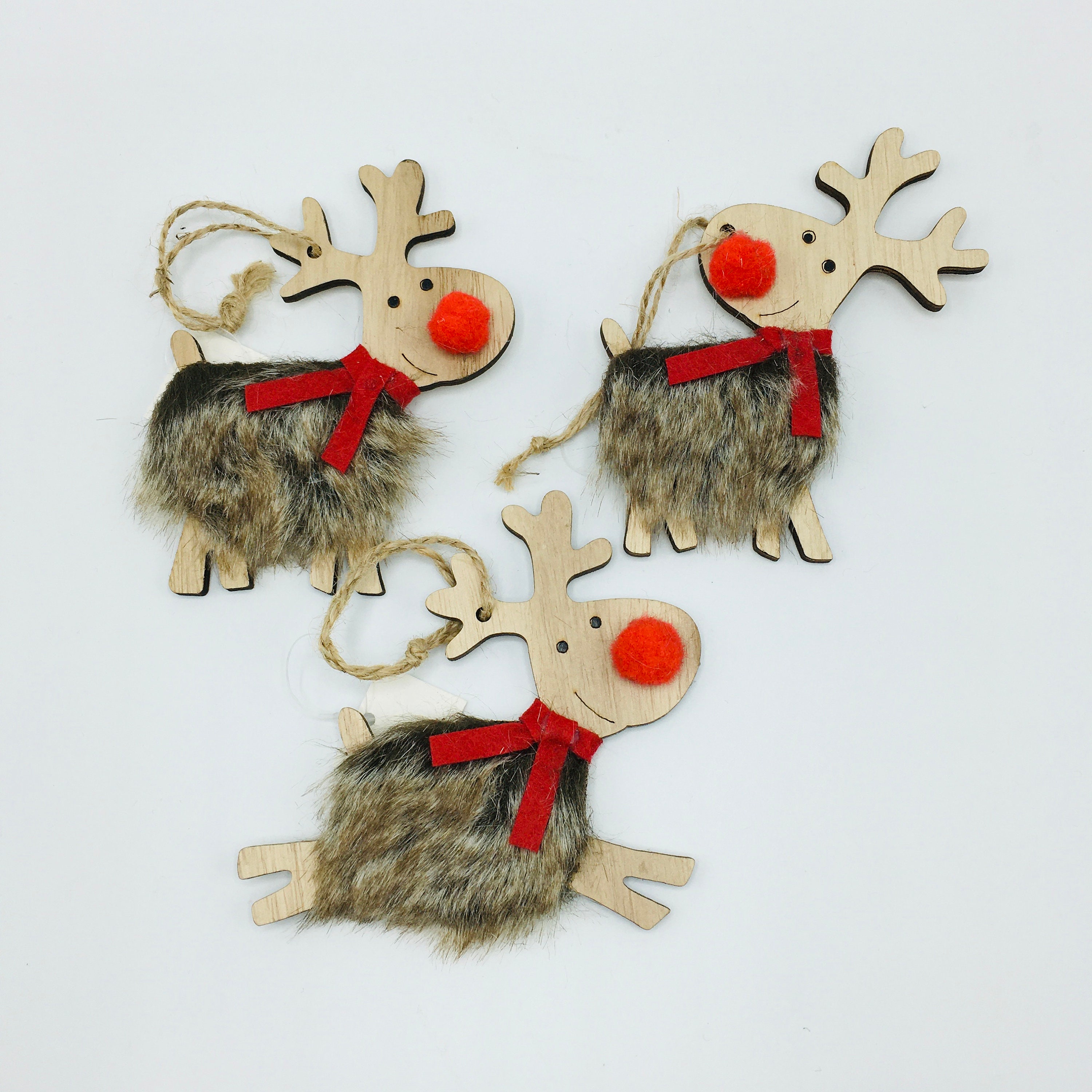 Set of 3 Rudolph the Red Nosed Reindeer Wood Ornaments - Etsy UK