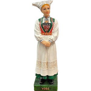 Vintage Scandinavian Norwegian Collectible Bunad Figure -  Voss Lady