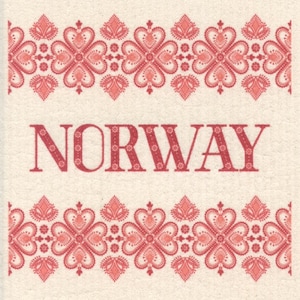 Norwegian Norway Hearts on Swedish Dish Cloth