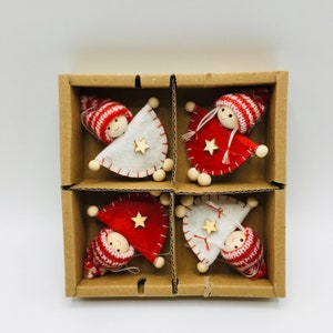 Nordic Scandinavian Elf Gnome Tomte Ornaments 3&quot; high - Box of 4
