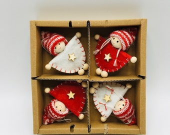 Nordic Scandinavian Elf Gnome Tomte Ornaments - Box of 4