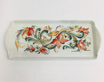 Norwegian Rosemaling on Melamine Serving Tray for Scandinavian Swedish Almond Cake