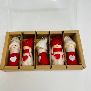 Nordic Santa Elf Gnome Tomte Nisse Box of 5 Ornaments