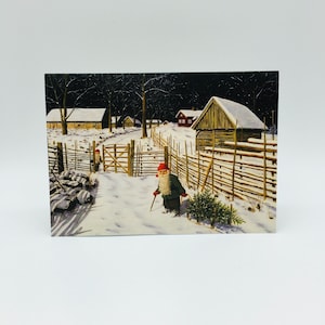 Swedish artist, Jan Bergerlind Tomte Gnome with Christmas Tree Christmas Cards Box of 12 #JB536