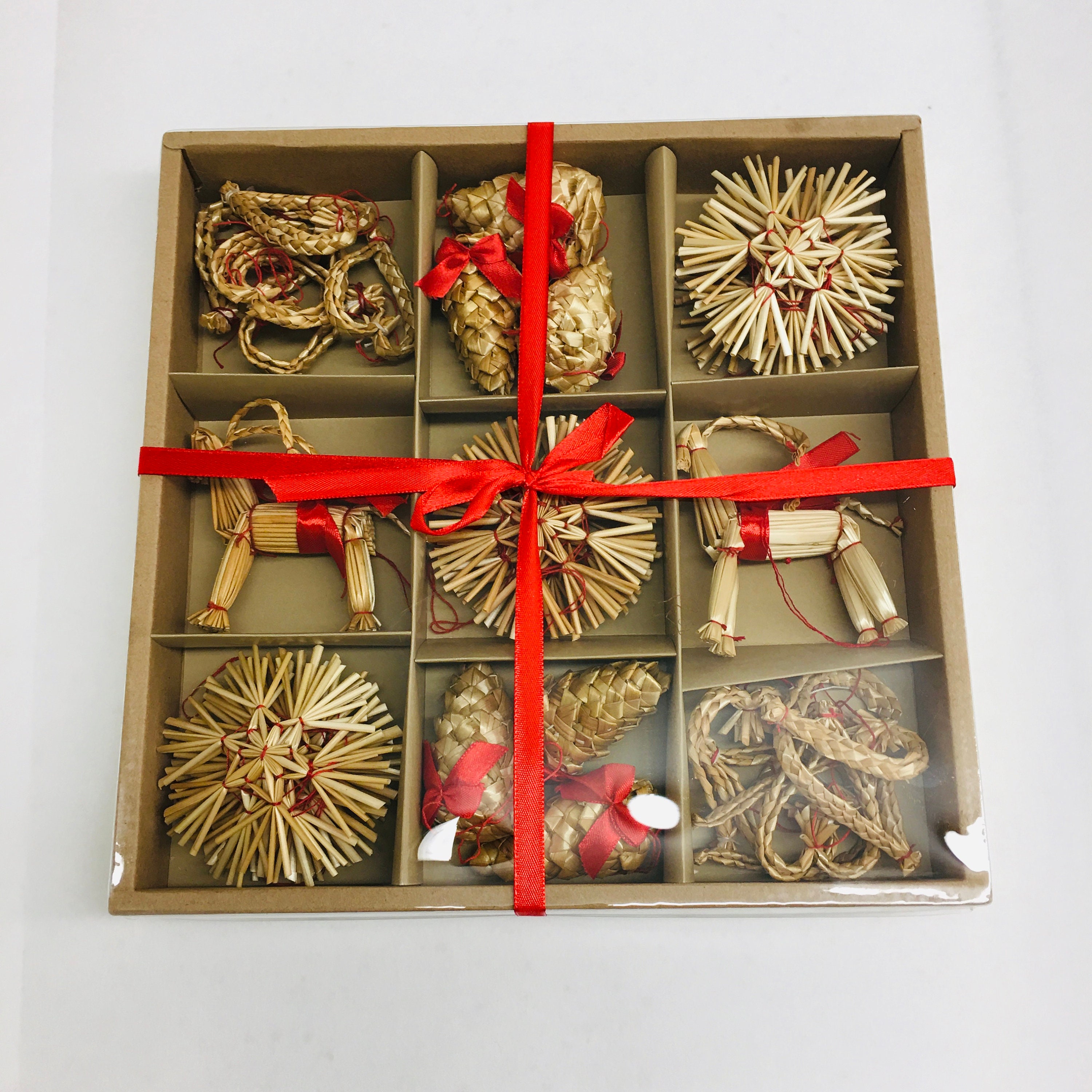 Scandinavian Red Heart 1 1/4 Wooden Ornaments Box of 24 