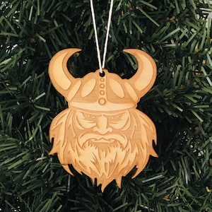 Scandinavian Norwegian Swedish Danish Norse Wooden Baltic Birch Ornament - Viking 3&quot;