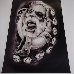 Odin Ragnarok Viking Snake Print Poster With Artwork by - Etsy