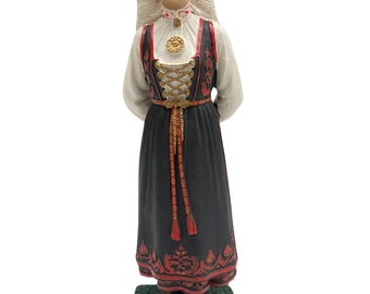 Vintage Scandinavian Norwegian Collectible Bunad Figure -  Vest Telemark Lady