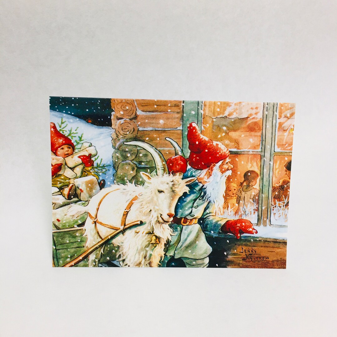 Swedish Artist, Jenny Nystrom Tomte With Goat Christmas Cards Box of 12 ...
