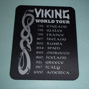 Scandinavian Viking Mouse Pad May the Norse be with you, Viking World Tour OR Leif Landed First