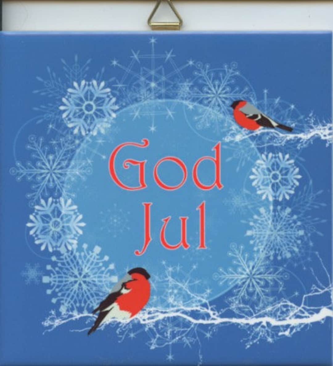 Swedish Norwegian Danish God Jul Bullfinch Domherre Ceramic Tile Trivet