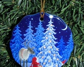 Ceramic Scalloped Edge Ornament - Swedish Gnome Tomte Artwork