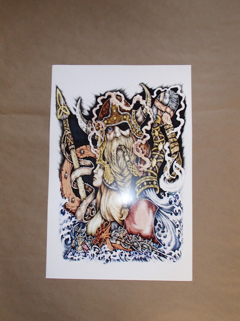 Odin Ragnarok Viking Snake Print Poster with Artwork by | Etsy