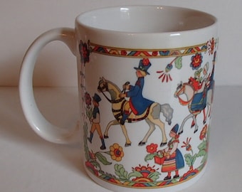 Scandinavian Swedish Folk Art Coffee Tea Mug