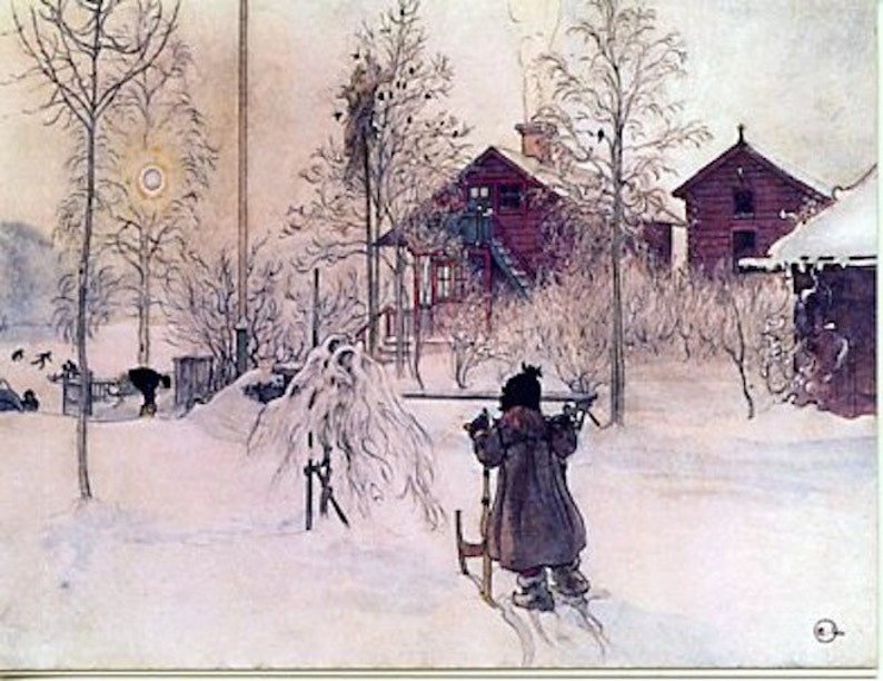 Swedish artist Carl Larsson The Yard and Wash house Christmas | Etsy