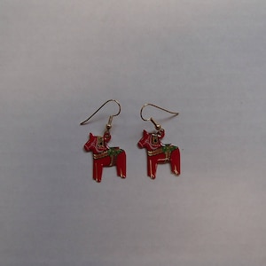 Swedish Red 1 inch Dala Horse Earrings OR Necklace