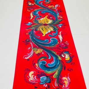 Norwegian Folk Art Rosemaling Printed on Polyester Table Runner 11&quot; x 35&quot; Lise Lorentzen artwork