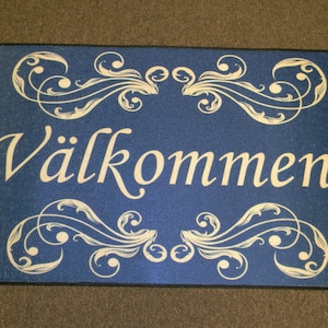 Scandinavian Swedish Valkommen Welcome Rug ~ Floor Mat #243