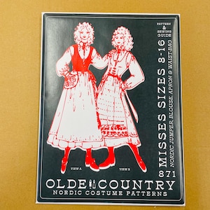 Scandinavian Nordic Style Bunad Olde Country Costume Sewing Pattern for Ladies sizes 8-16