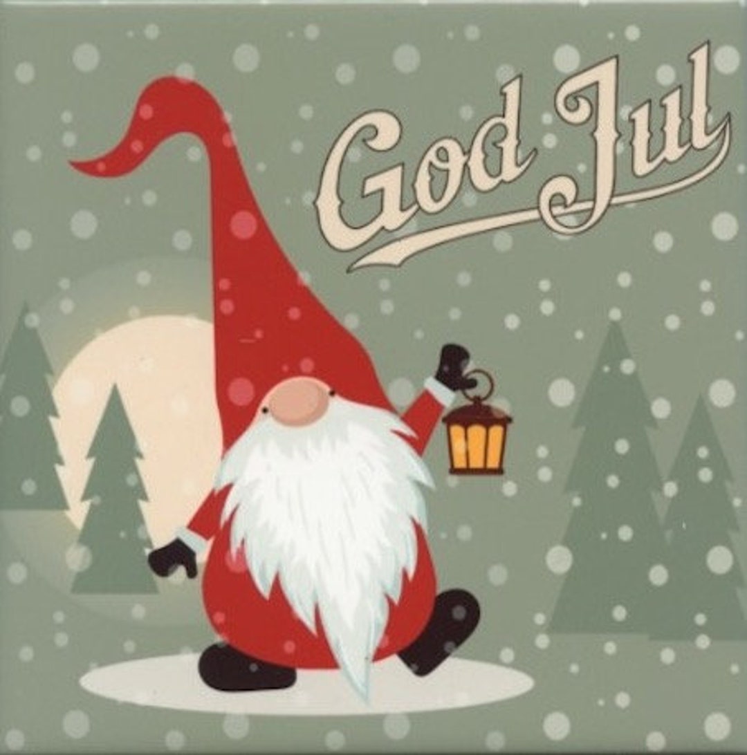 Swedish Norwegian Danish God Jul Gnome Tomte Ceramic Tile Trivet Hot