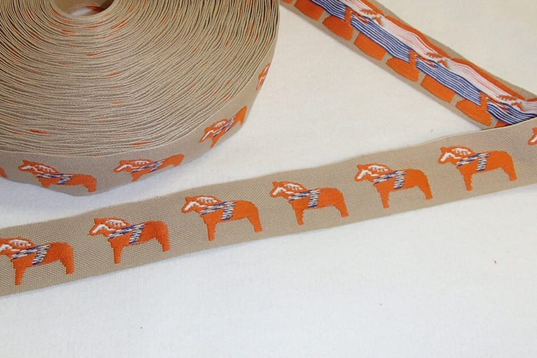 Swedish Woven Fabric Ribbon Trim - 5 Yard Piece - Dala Horse - Etsy