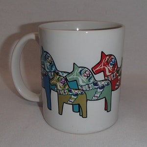Scandinavian Swedish Dala Horses Coffee Tea Mug