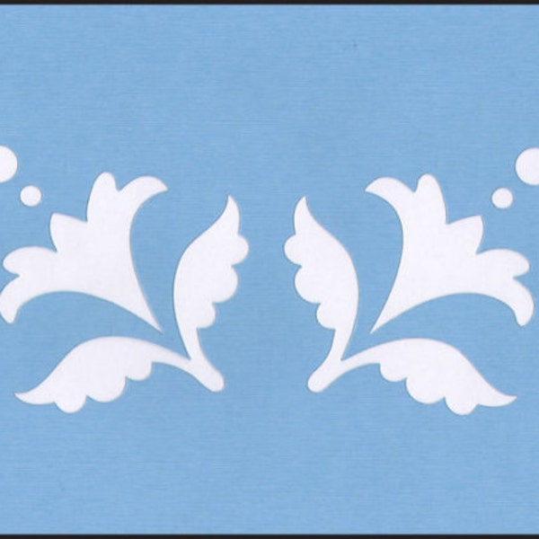 Scandinavian Flowers Bumblebee's Dream  Blue Laser  Border Stencil #793