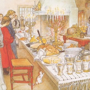 Swedish artist, Carl Larsson Smorgasbord Christmas Cards Box of 12 #CL1993