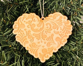 Scandinavian Norwegian Swedish Danish Finnish Wooden Baltic Birch Ornament - Heart