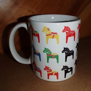 Scandinavian Swedish Dala Horses Coffee Tea Mug