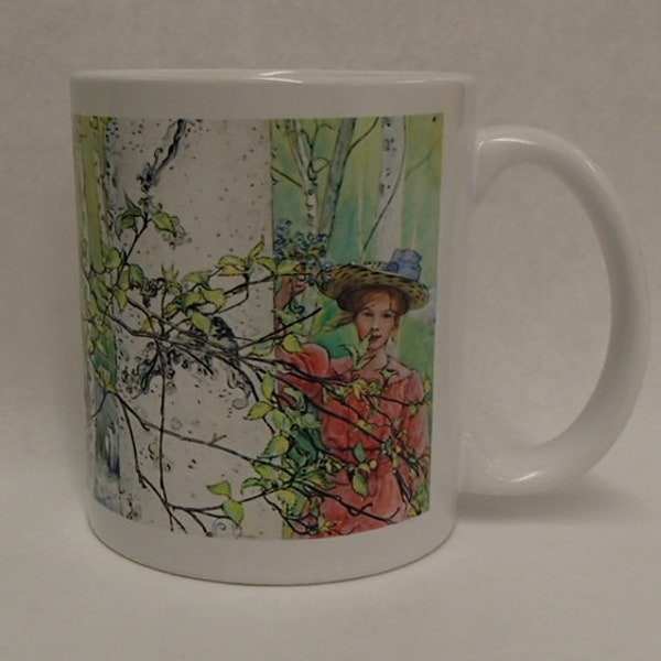 Scandinavian Nordic Carl Larsson Lady at the Birch trees Coffee Tea Mug