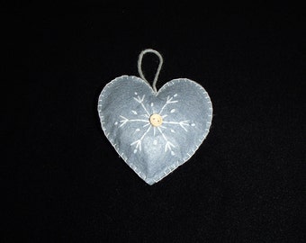 Package of 6 ON SALE Scandinavian Felt Heart Ornament - Denim blue