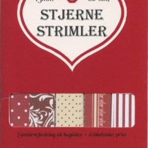 May include: A red package of paper strips for star shreds. The package features a heart-shaped design with text. The strips are 15mm wide and come in various patterns, including polka dots, floral, and stripes. The package contains 60 pieces.