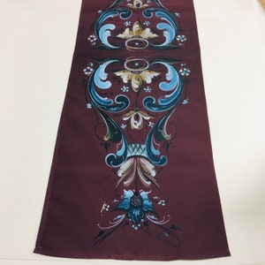 Norwegian Folk Art Rosemaling Printed on Polyester Table Runner 11&quot; x 35&quot; Lise Lorentzen artwork
