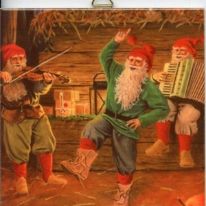 Swedish Tomte Gnome Feeding Horse Tile ~ Trivet ~ Hot Pad Artwork by ...