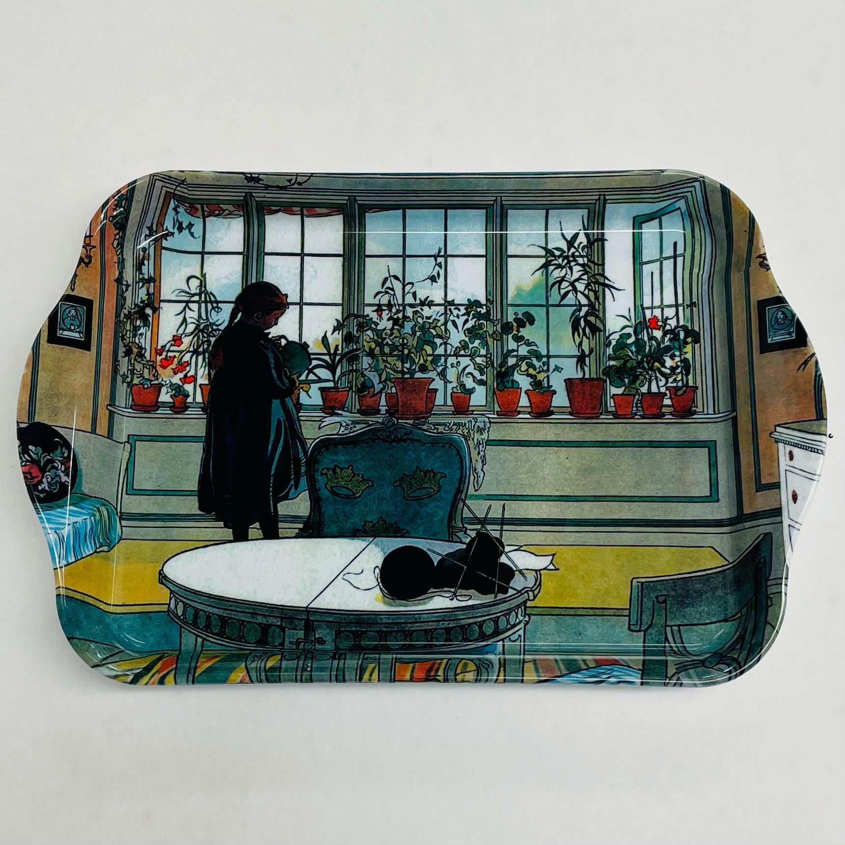 Swedish Carl Larsson Artwork on Small Melamine Serving Tray Size