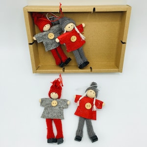 Nordic Scandinavian Santa Elf Gnome Tomte Nisse - Box of 4 Ornaments