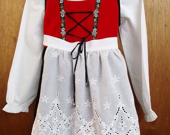 Norwegian Hardanger Style Costume Bunad Festdrakt Dress for Girls