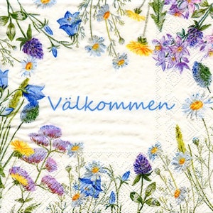 Swedish Valkommen Flowers Cocktail or Luncheon Napkins - Two packages of 20