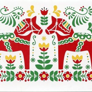 Swedish Dala Horse Note cards - 12 blank cards with white envelopes