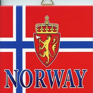 Ceramic Tile ~ Trivet ~ Hot pad  Sweden Norway Finland Iceland or Denmark Flag with Crest