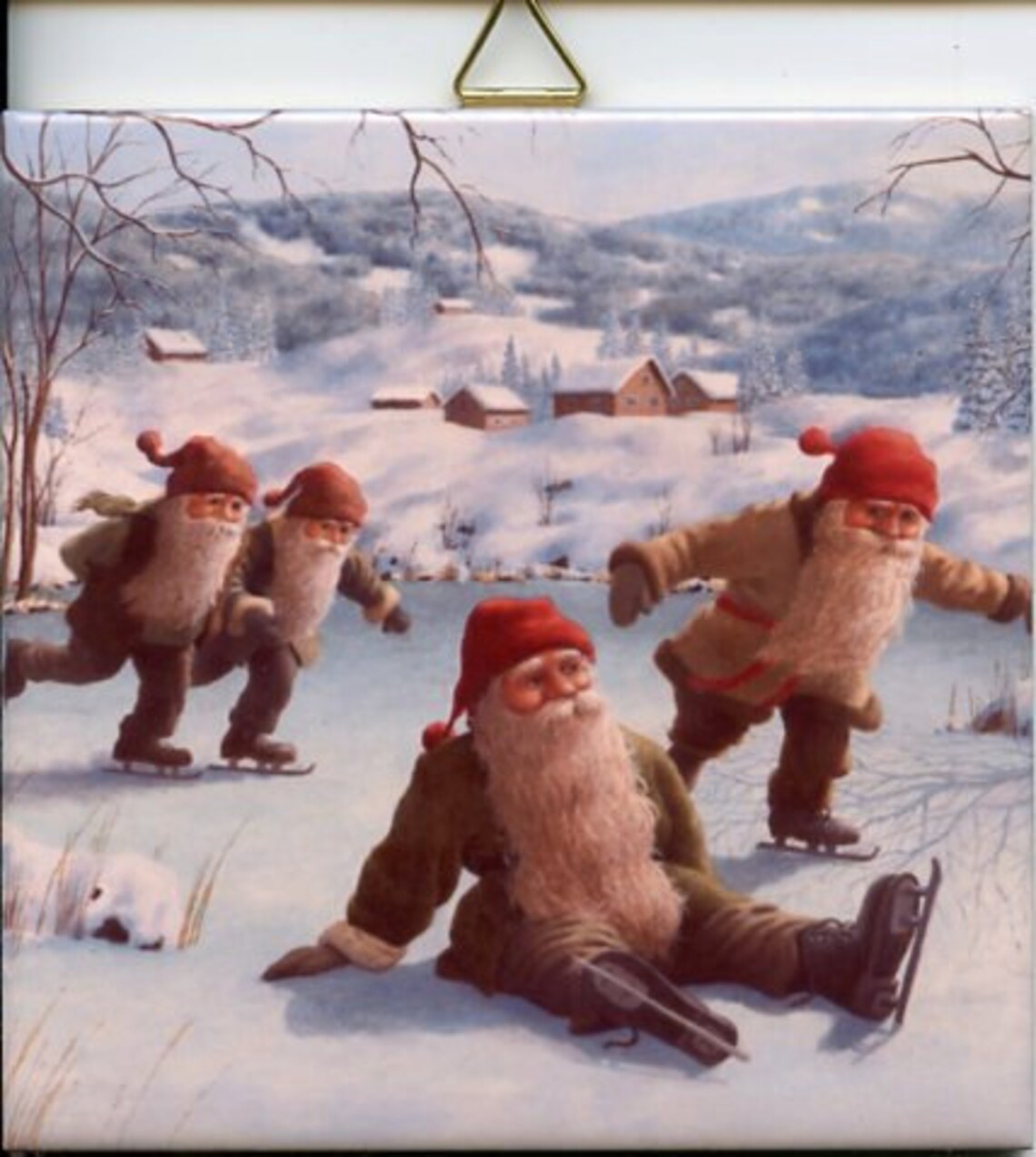 Swedish Tomte Gnome Feeding Horse Tile ~ Trivet ~ Hot Pad Artwork by ...