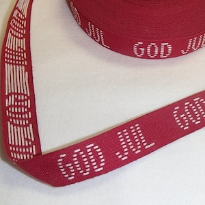 Swedish Cotton Fabric Ribbon Trim - 5 yard piece - God Jul